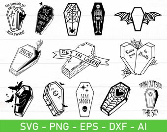 Halloween Coffins svg png Bundle, Pumpkin Coffin Svg, Spooky Coffin Svg, Coffin Casket svg