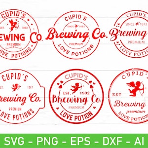 Cupid&#39;s Brewing Co SVG Bundle, Love Potions svg, eps, dxf, ai, png, Files For Cricut