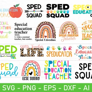 Special Education svg Bundle, Special Education Teacher svg, Sped Teacher svg, eps, dxf, ai, png, Files For Cricut