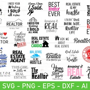 Realtor SVG Bundle, Makler SVG Bundle, eps, dxf, ai, png Dateien für Cricut