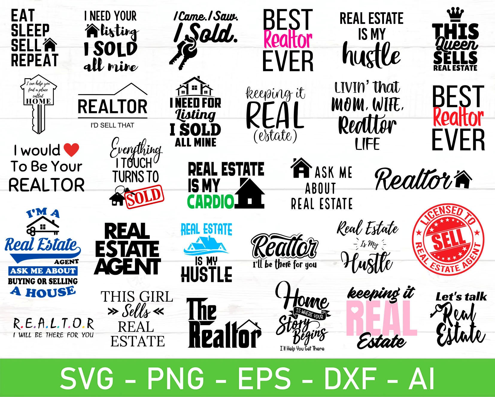 Realtor SVG Bundle Real Estate Agent svg Bundle eps dxf | Etsy