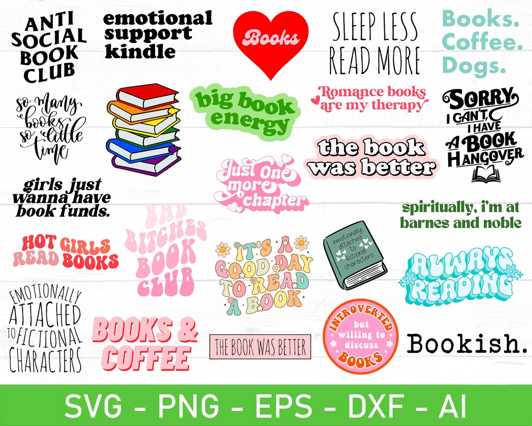 Book Lover Svg Png Bundle, Read Books Svg Png, Reading Svg, the Book ...