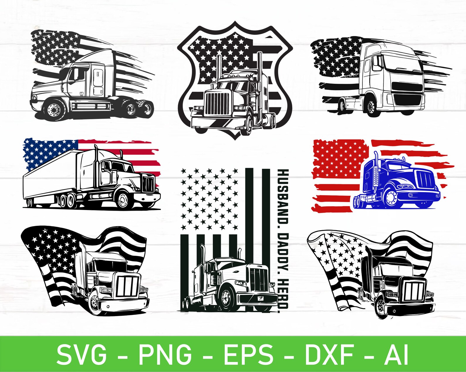 Semi Truck American Flag Svg Semi Truck With Flag Svg Truck - Etsy