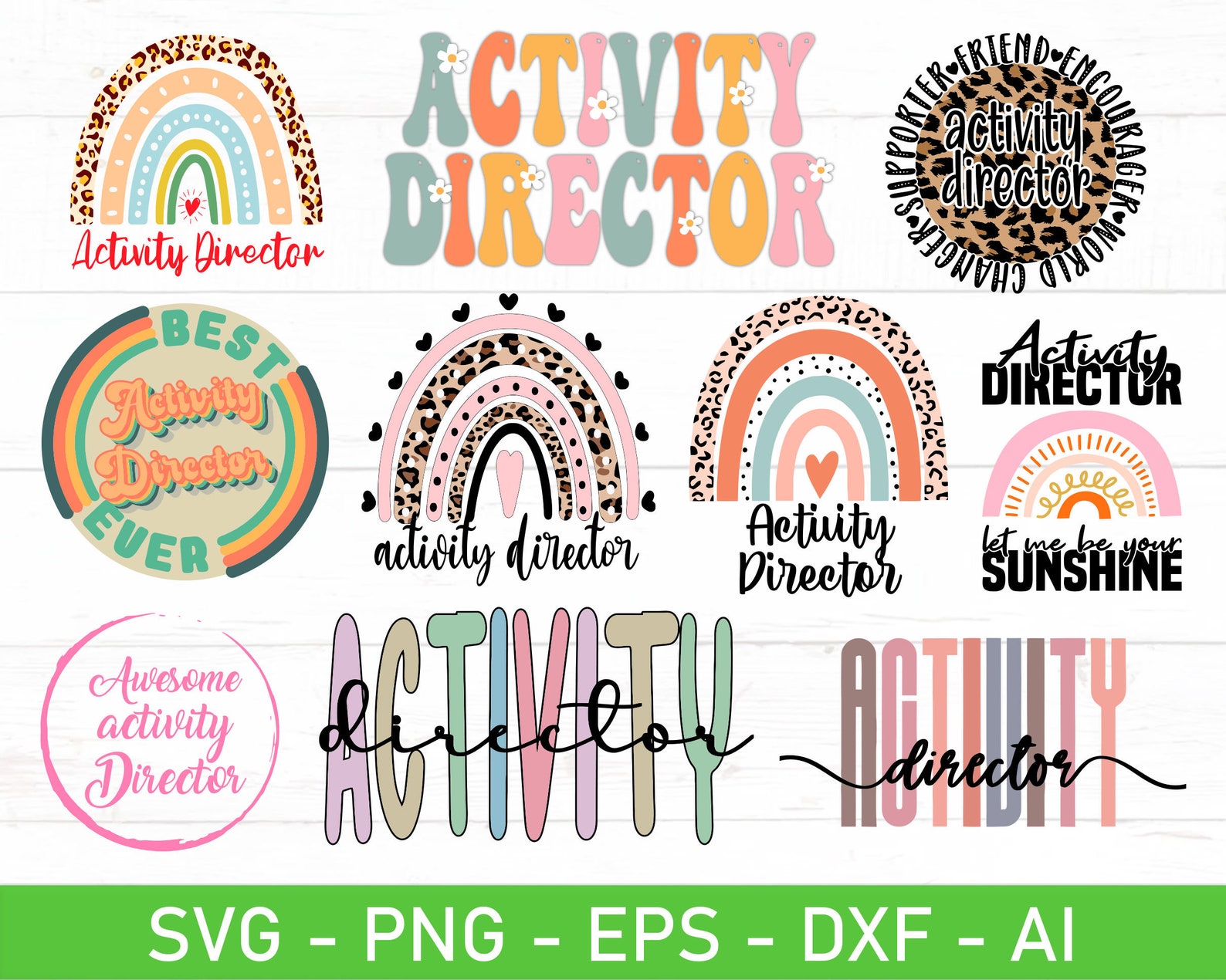 Activity Director SVG Bundle, Activity Director Rainbow Svg, Office ...
