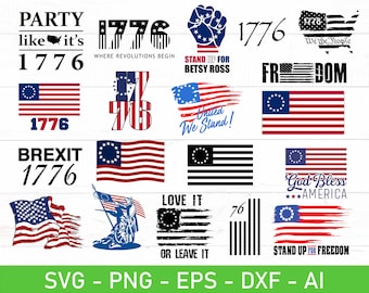 Bandera de Betsy Ross (SVG), bandera de 1776 (SVG), bandera estadounidense de Betsy Ross de 13 estrellas (SVG), EPS, DXF, AI, PNG, archivos para Cricut