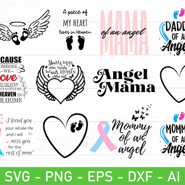 Baby Memorial SVG Bundle, Baby Feet Wings svg, Baby Loss svg, eps, dxf, ai, png, Files For Cricut