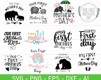 First Mothers Day 2023 svg, Our First Mothers Day Elephant svg, eps, dxf, ai, png, Files For Cricut