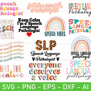 Spraaktaal patholoog svg, logopedie svg, SLP svg, eps, dxf, ai, png, bestanden voor de Cricut
