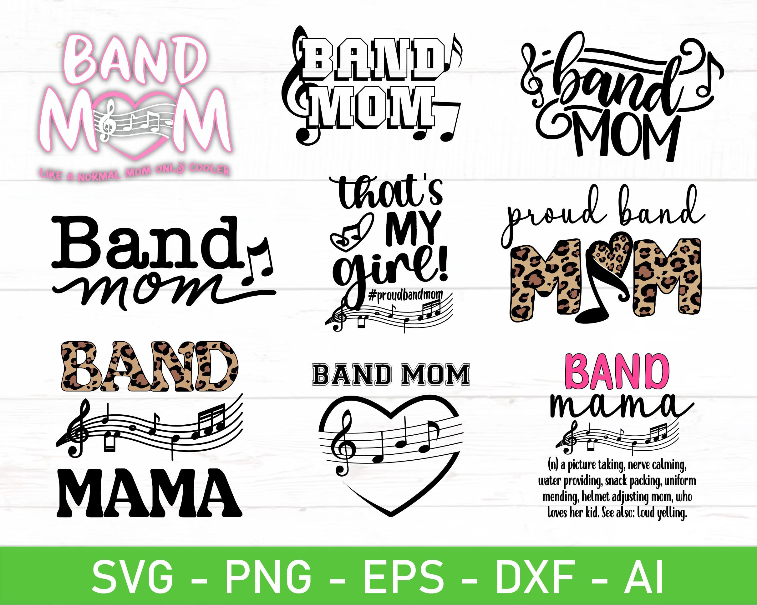 Band Mom SVG Bundle Band Mama Svg Eps Dxf Ai Png Files Etsy