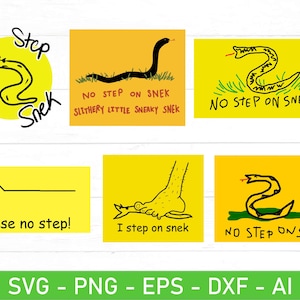 Geen stap op snek svg, Don't Tread on Me svg grappig, Gadsden Flag Meme svg, geen stap op slang svg, eps, dxf, ai, png, bestanden voor de Cricut