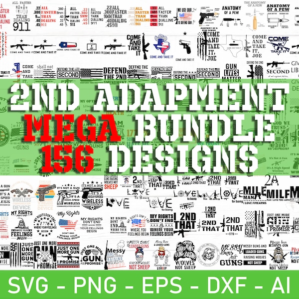 156 Bundle 19 in 1, 2nd Amendment svg , Second Amendment svg, Gun Rights svg, 2nd Amendment American Flag svg, eps, png, Files For Cricut