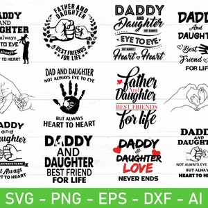 Papà e figlia pugno in aria svg, Papà e figlia non sempre occhi negli occhi ma sempre cuore a cuore svg, eps, dxf, png, file per Cricut