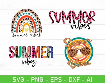 Summer Vibes Leopard svg, Leopard Sunglasses Summer Vibes svg, Summer Vibes Leopard Rainbow svg, eps, dxf, ai, png, Files For Cricut