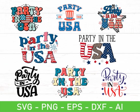 Party in the USA Svg 4th of July Svg Wave Font Eps Dxf Ai - Etsy
