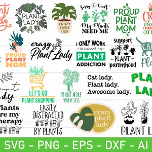 Pflanzen Dame SVG Bundle, verrückte Pflanzen Dame SVG, Pflanzenliebhaber Bundle svg, eps, dxf, ai, png, Dateien für Cricut