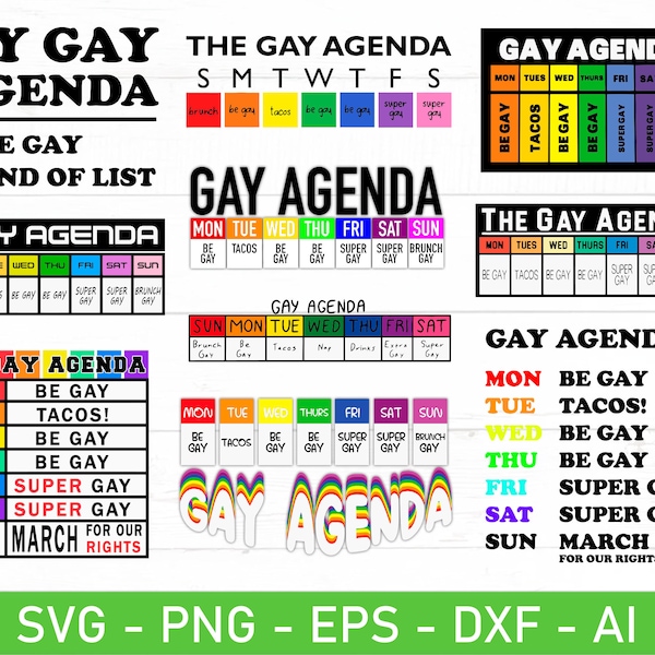 Gay Agenda svg, Pride Month svg, Funny Gay Sayings svg, eps, dxf, ai, png, Files For Cricut