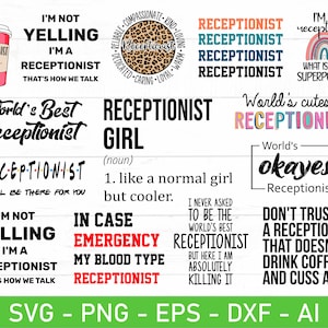 Pacote SVG de recepcionista, eps, dxf, ai, png, arquivos para Cricut
