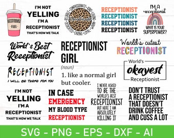 Receptioniste SVG-bundel, eps, dxf, ai, png, bestanden voor Cricut