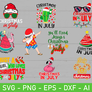 Weihnachten im Juli svg Bundle, Sommerferien svg Bundle, eps, dxf, ai, png, Dateien für Cricut