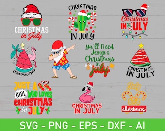 Christmas in July svg Bundle, Summer Vacation svg Bundle, eps, dxf, ai, png, Files For Cricut