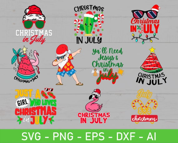 Christmas in July Svg Bundle Summer Vacation Svg Bundle Eps - Etsy