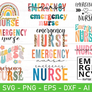 緊急看護師 SVG バンドル、EN 部門ライフ svg、eps、dxf、ai、png、Cricut 用ファイル