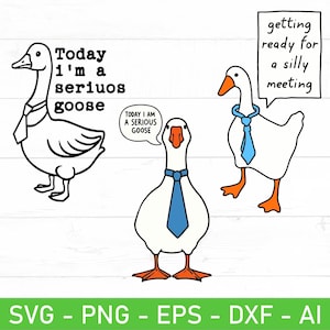 Serious Goose SVG PNG Bundle, Funny Goose Meme Design Clipart, Sarcastic Silly Goose Svg Digital File