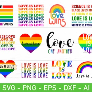 Liefde is liefde svg, LGBTQ liefde svg, LGBTQ Pride svg, liefde is liefde regenboog svg, eps, dxf, ai, png, bestanden voor de Cricut