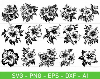Paquete SVG de hibisco, Clipart de hibisco, Silueta de hibisco SVG