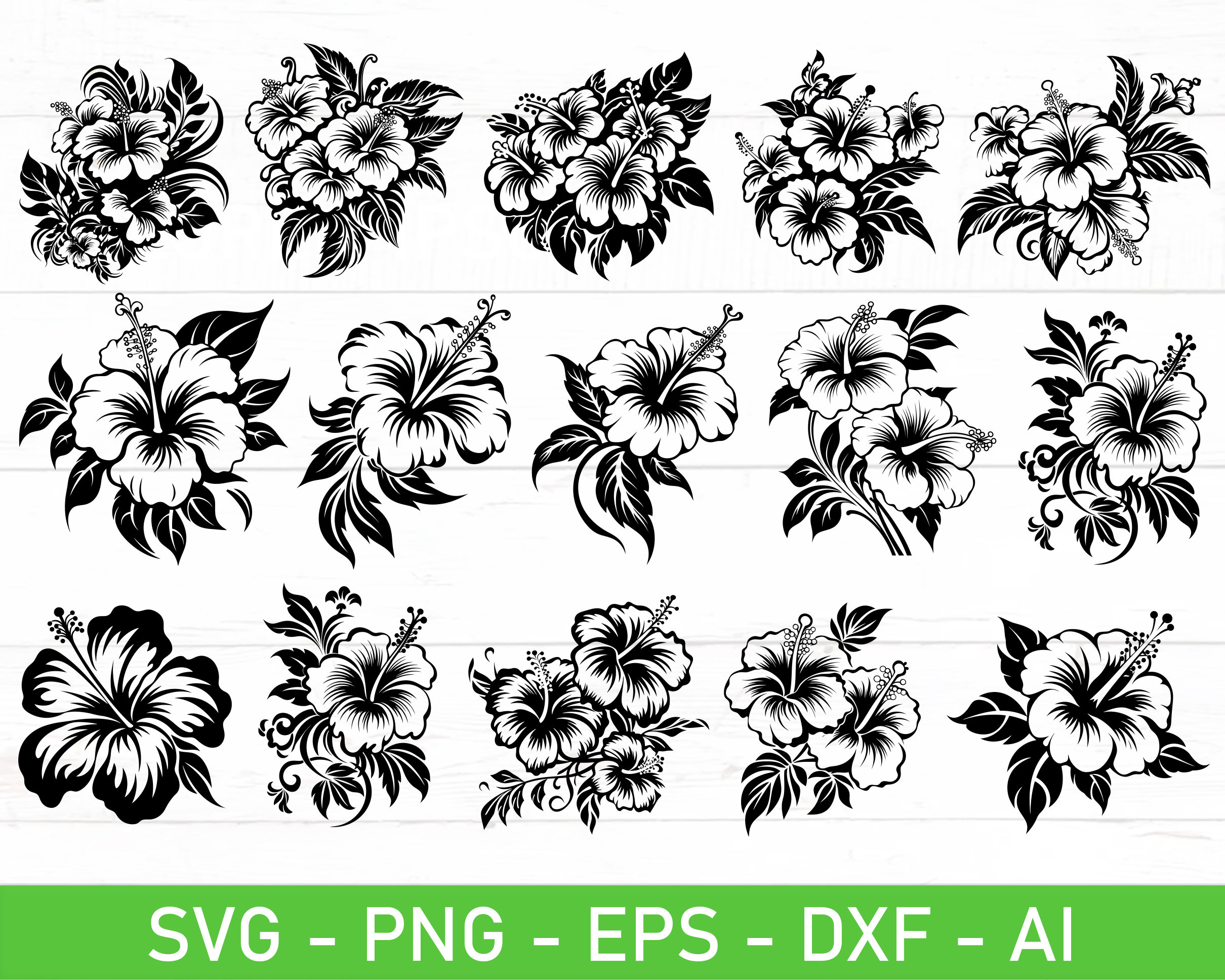Hibiscus Svg Bundle, Hibiscus Clipart, Hibiscus Silhouette Svg - Etsy