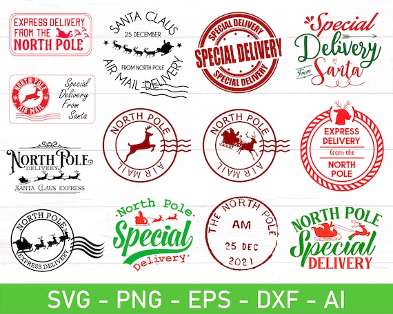 North Pole Delivery Svg North Pole Stamps Bundle Polar | Etsy
