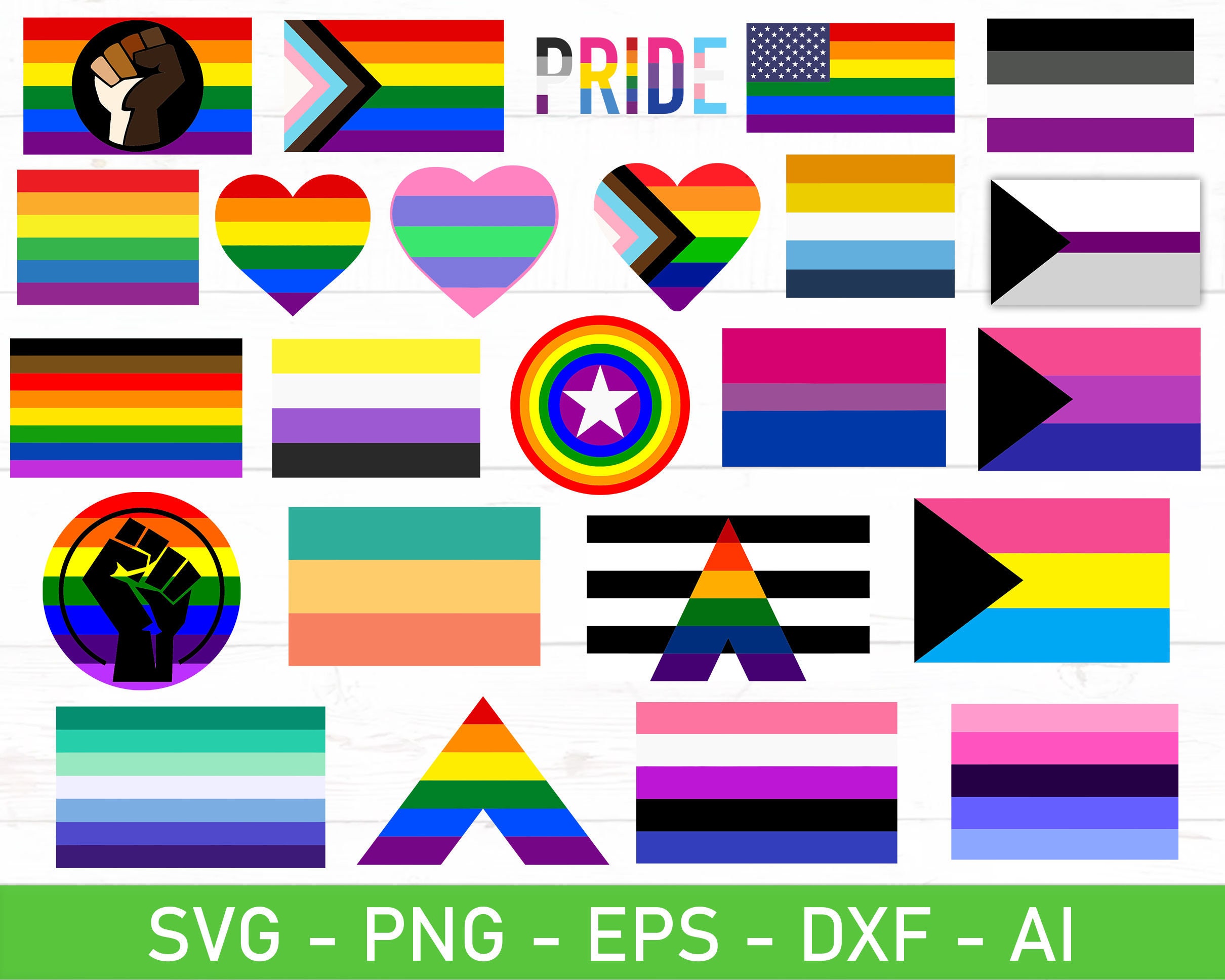 Pride Flag Svg, Progress Pride Svg, Inclusive Pride Flag Svg, LGBT Flag  Svg, Rainbow Flag Svg, Eps, Dxf, Ai, Png, Files for Cricut 