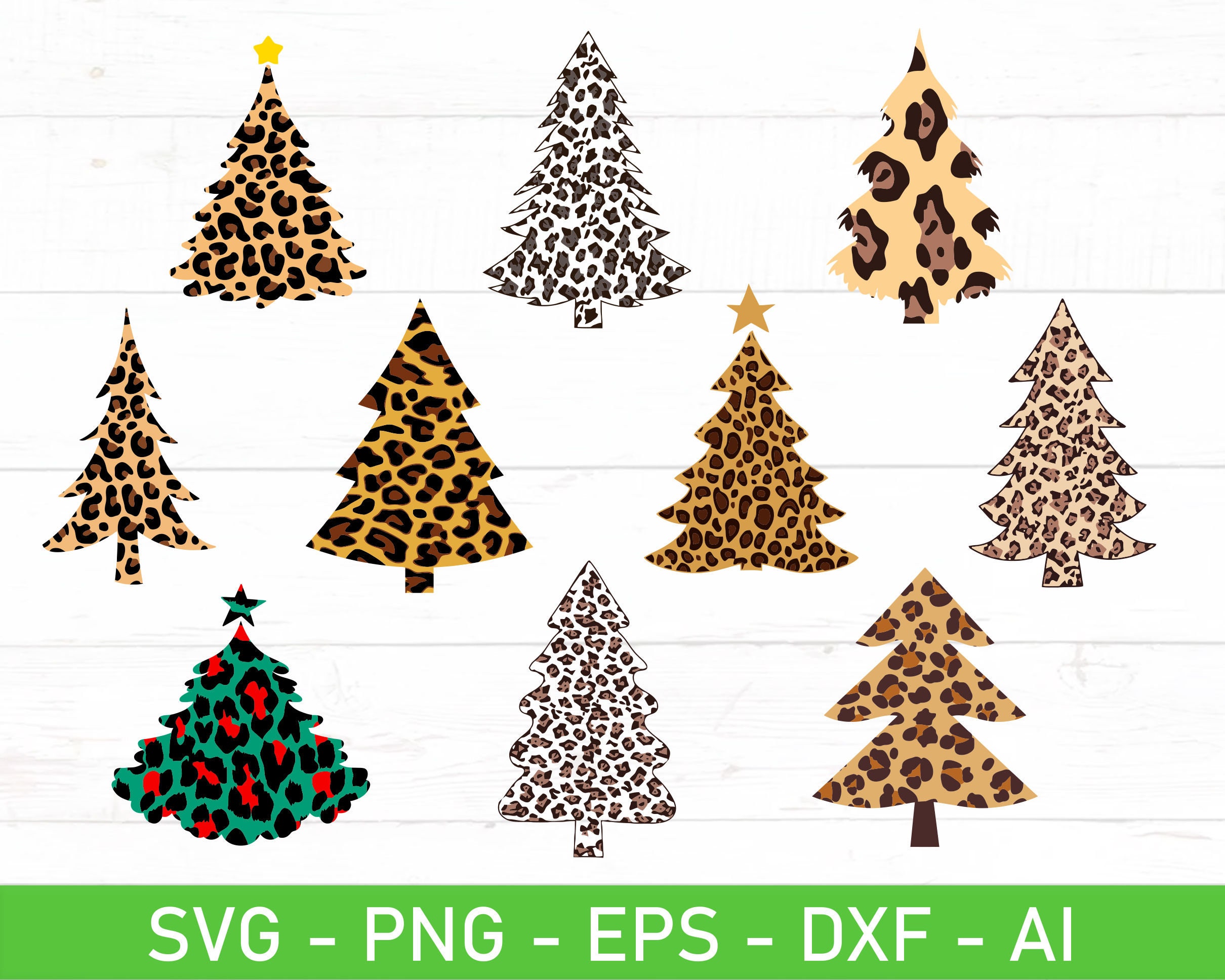 Leopard Christmas Tree SVG Bundle Christmas Tree Leopard - Etsy