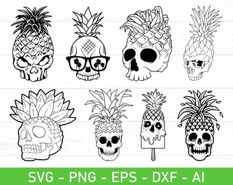 Pineapple Skull svg png Bundle, Skull svg Bundle