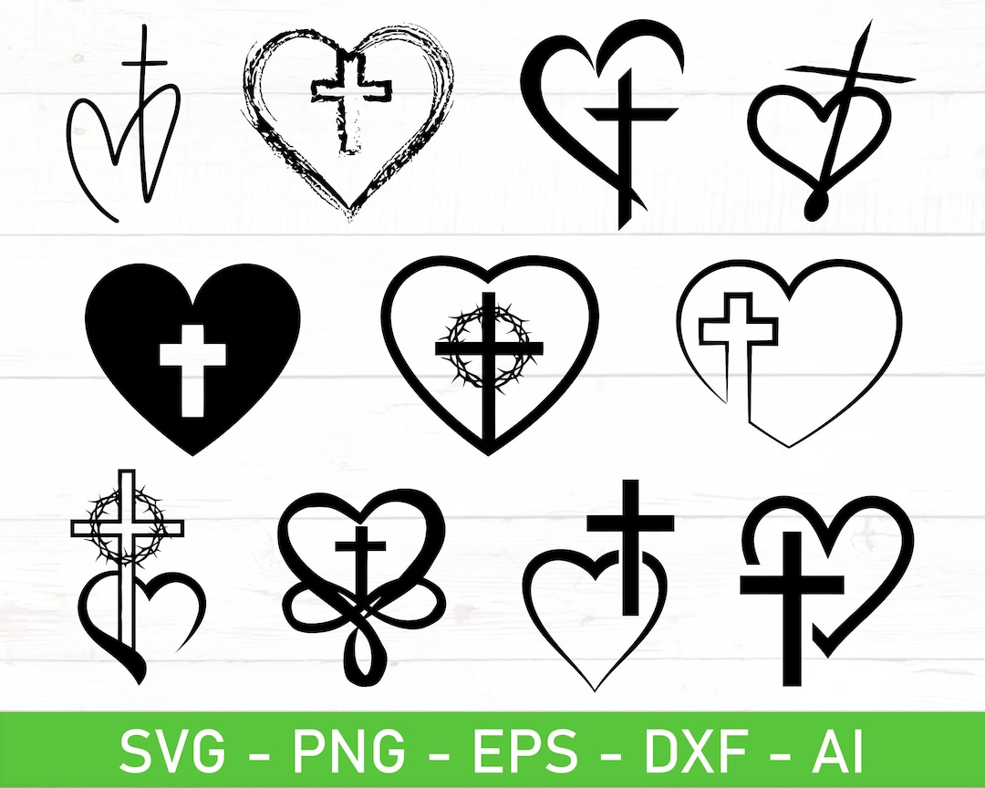 Heart With a Cross Svg, Heart and Cross Svg, Heart Cross Svg Bundle
