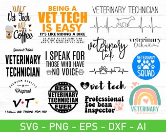 Veterinary Technician SVG Bundle, Vet Tech svg Bundle, eps, dxf, ai, png, Files For Cricut