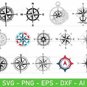 May include: A set of 12 compass designs in black, white, red, and blue. The compass designs include a traditional compass rose, a compass with a skull and crossbones, a compass with an anchor, and a compass with a wave design. The compass designs are perfect for use in crafts, scrapbooking, and other creative projects.
