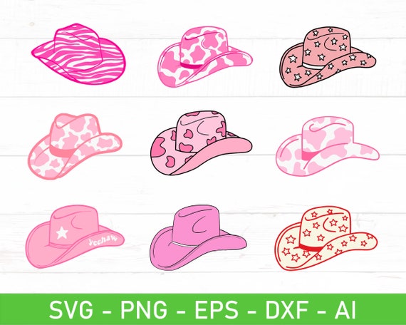 Cowgirl Hat svg Bundle, eps, dxf, ai, png, Files For Cricut