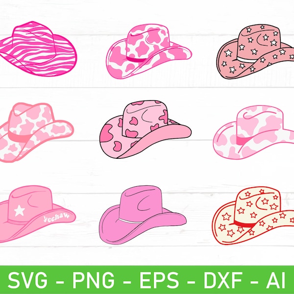 Cowgirl Hat svg Bundle, eps, dxf, ai, png, Files For Cricut