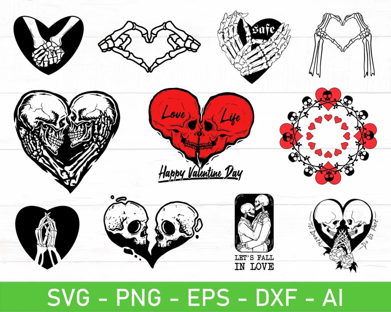 Skeleton Valentines Day Svg Kissing Skeleton Valentine Svg - Etsy