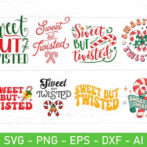 Dolce ma contorto SVG, Bastoncino di zucchero svg, Divertente Natale svg
