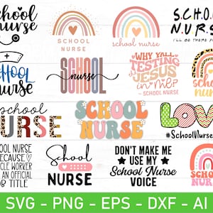 School Nurse svg Bundle, School Nurse Shirt Svg, Nurse Life Svg, eps, dxf, ai, png, Files For Cricut