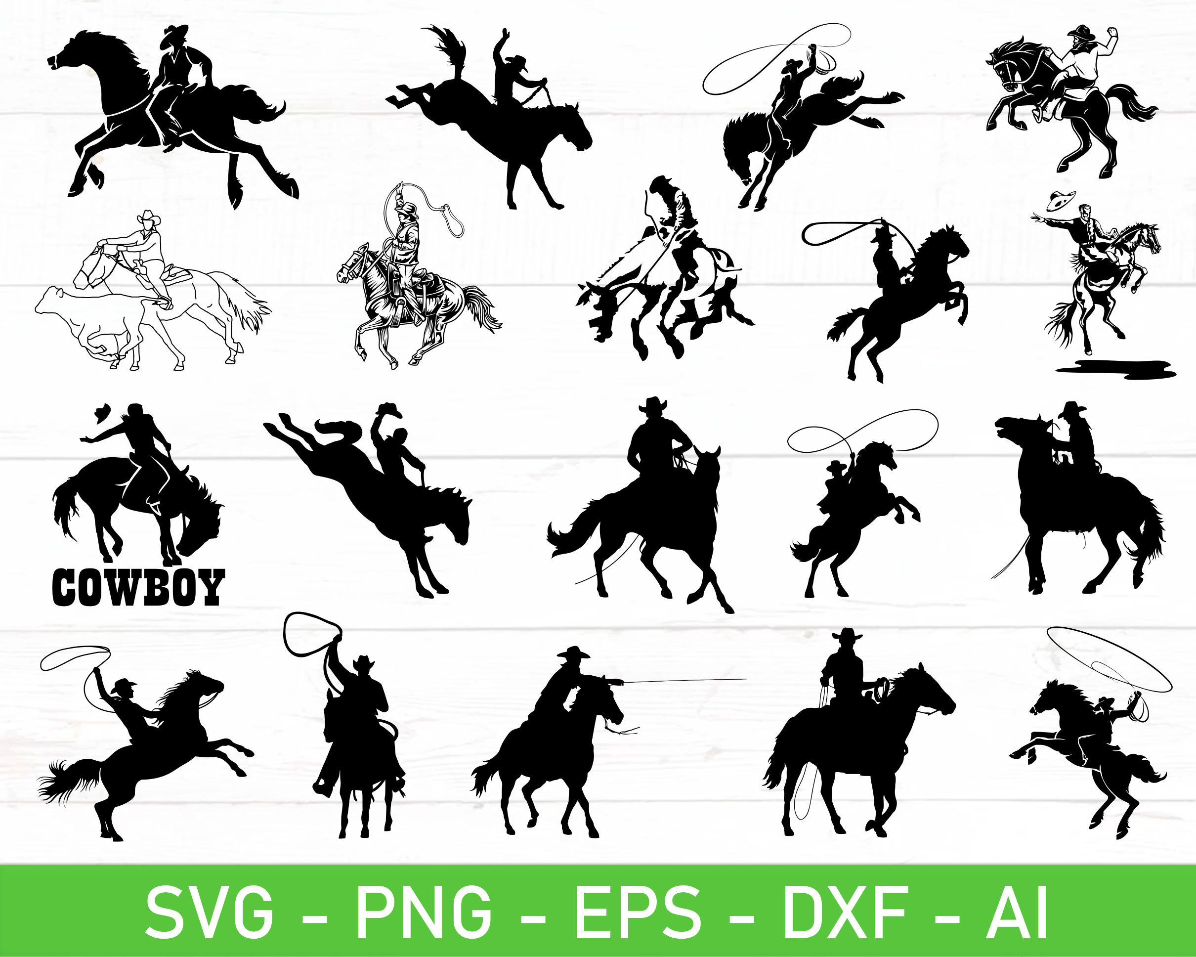 Cowboy Riding Horse svg, eps, dxf, ai, png, Files For Cricut