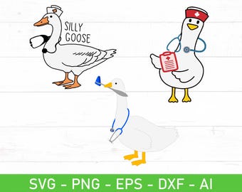 Paquete SVG PNG de enfermera ganso tonto, meme divertido de enfermera ganso Svg, clipart de humor médico, regalo de enfermera PNG, ganso con estetoscopio Svg de vida de enfermera