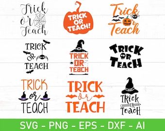 Bus eller lär svg, lärare halloween-tröja svg, eps, dxf, ai, png, filer för Cricut