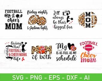 Football et Cheer Mom SVG Bundle, football maman svg, Cheer Mom chemise svg, football Cheer Mom svg, eps, dxf, ai, png, fichiers pour Cricut