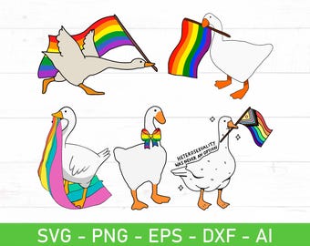 LGBT Rainbow Goose svg png Bundle, Funny Silly Goose Gay LGBTQ+ Pride Month svg png