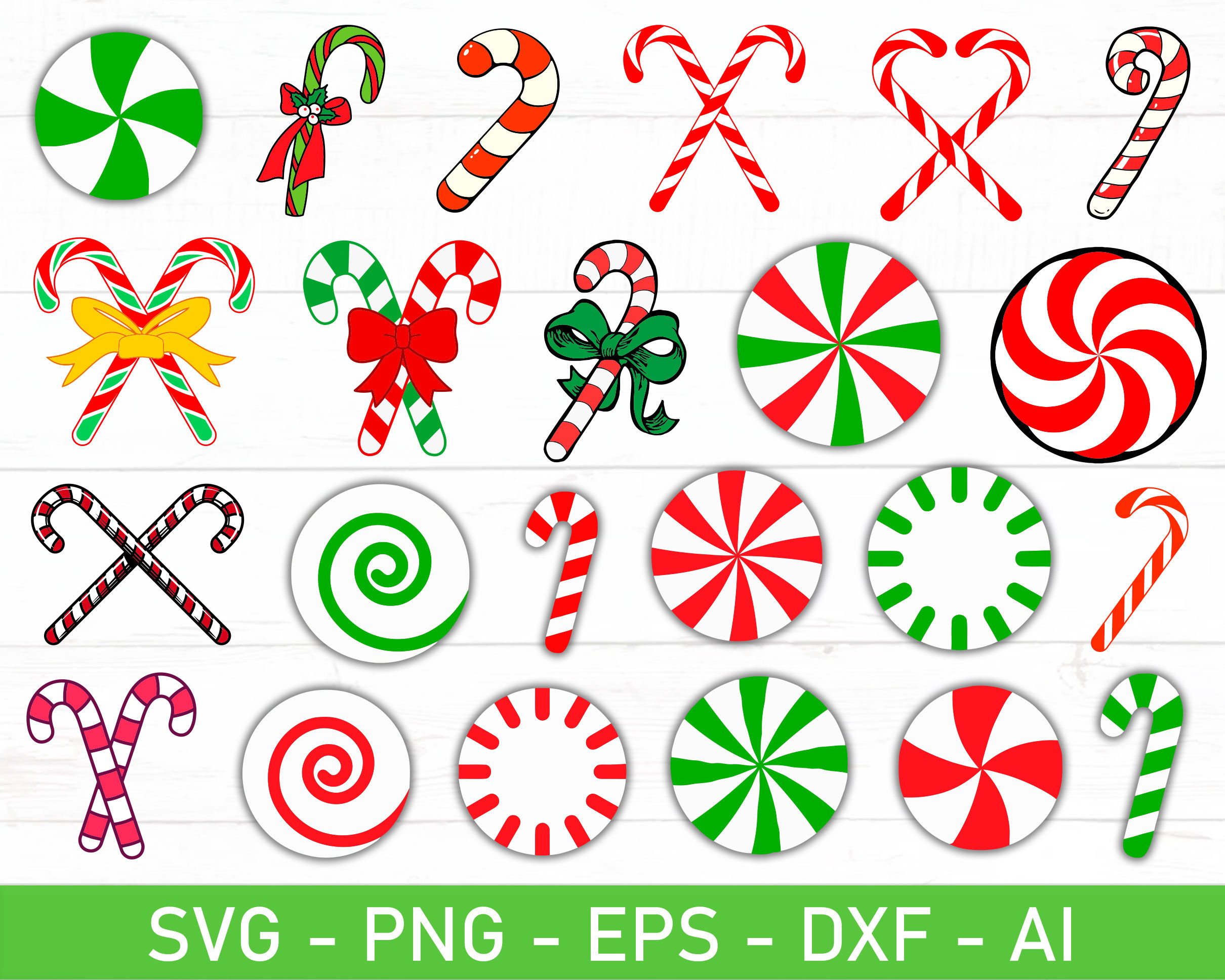 Candy Cane Svg Bundle, Candy Cane With Bow Svg, Christmas Candy Svg ...