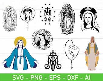 Maagd Maria svg, Virgen de Guadalupe svg, moeder van God svg, eps, dxf, ai, png, bestanden voor de Cricut