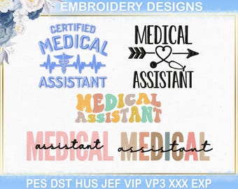 Medical Assistant Machine Embroidery Design, Medical Assistant Life Boho Rainbow Stethoscope Gift Embroidery Dst Pes File